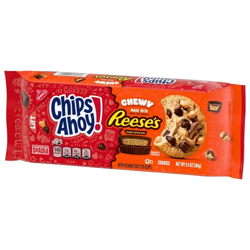 Vista 13 de CHIPS AHOY! Galletas masticables con chispas de chocolate con tazas de mantequilla de maní Reese's, 9.5 onzas