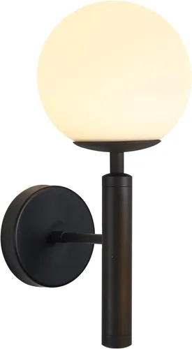 Vista 12 de KCO Lighting - Juego de dos apliques de pared de latón con forma de globo de vidrio de leche, aplique de pared dorado cepillado, modernos accesorios