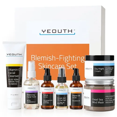 Vista 8 de YEOUTH Set de cuidado de la piel: suero de ácido hialurónico con vitamina C, tónico facial, hidratante facial, kit de cuidado de la piel