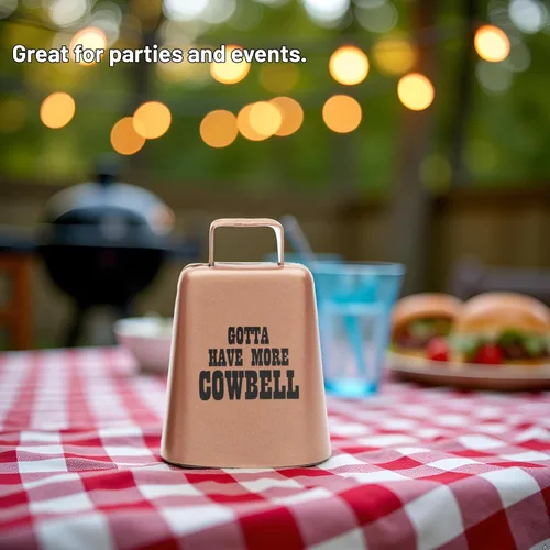 Vista 6 de Bevin Bells "Gotta Have More Cowbell" (X-Pequeño) Campana de Vaca de Kentucky con Color Cobre Hecha de Acero Fabricantes de Ruido Fuerte