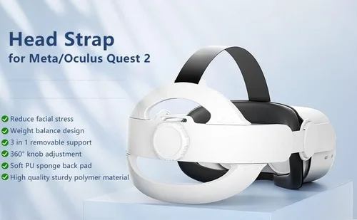 Vista 2 de Aolukytech Head Strap for Oculus Quest 2, Replacement 3-in-1 Adjustable Elite Strap Compatible with OculusMeta Quest 2, Head Strap Accessories for