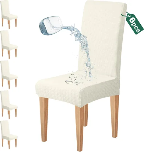 Vista 24 de Dioxide Juego de 4 fundas impermeables para sillas de comedor, fundas elásticas para sillas de comedor, fundas para sillas Parson, extraíbles