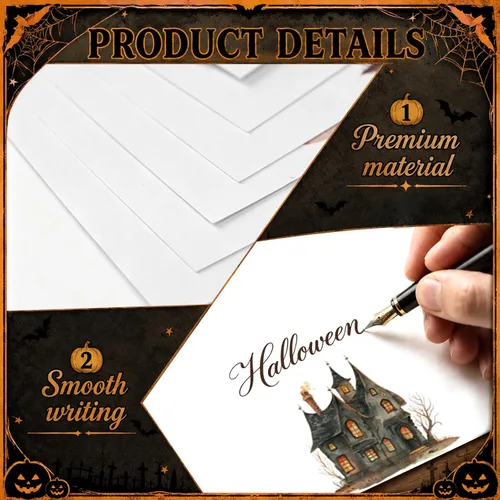 Vista 2 de Spiareal 100 tarjetas de notas en blanco, negro, 4 x 6 pulgadas, Halloween
