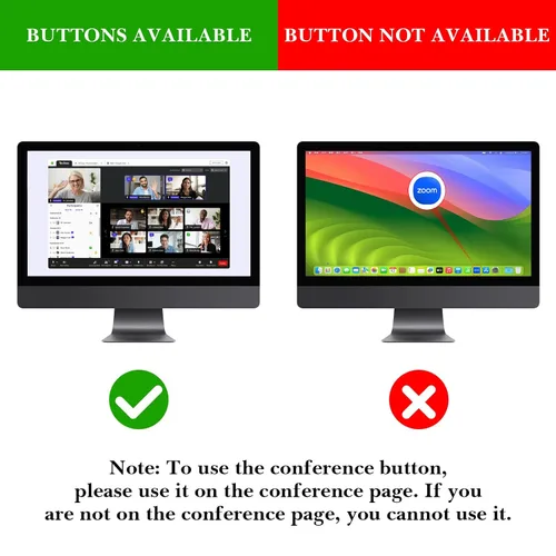 Vista 2 de Linkidea Botón de reunión de zoom USB para Windows, inicio/detener video, silenciar/desactivar el micrófono, compatible con la aplicación Zoom