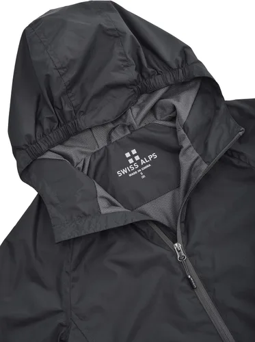 Vista 5 de Swiss Alps Chaqueta impermeable con capucha para niños, rompevientos para exteriores, ligera, resistente al viento