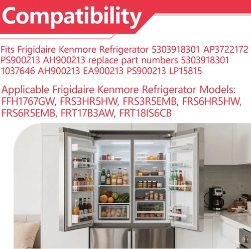 Vista 4 de 5303918301 Kit de calentador de garaje para refrigerador Frigidaire Kenmore, reemplaza PS900213 AP3722172 AH900213 Juego de calentador de garaje
