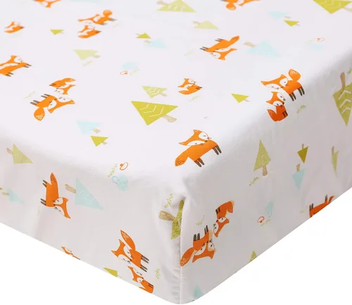 Vista 3 de Juego de ropa de cama de 3 piezas de algodón naranja Fox Nursery Crib Set Unisex Animal Theme Baby Bedding Set