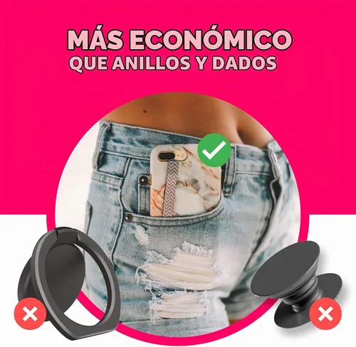 Vista 4 de Phone Loops: Agarre de teléfono no elástico, correa de teléfono, soporte de teléfono para mano, pequeño, ligero y discreto soporte para teléfono