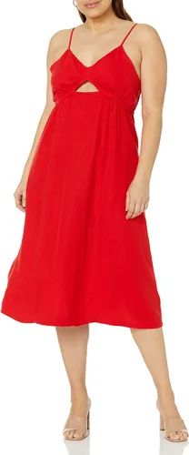 Vista 4 de The Drop Maci - Vestido midi con cuello en V y espalda fruncida para mujer