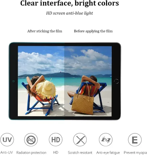 Vista 8 de Paquete de 2: protector de pantalla esmerilado con bloqueo de luz azul para iPad de 10.2 pulgadas