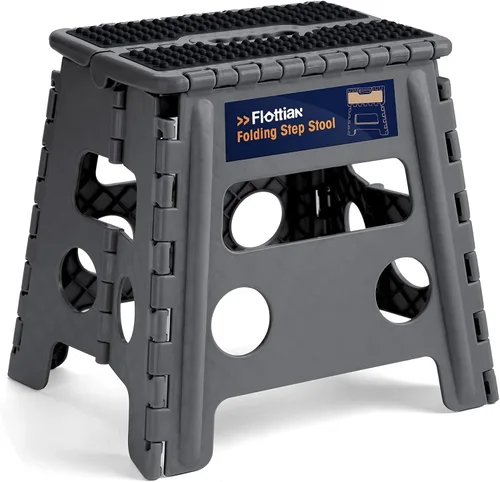 Vista 10 de Flottian Taburete plegable de 13 pulgadas para adultos y niños con capacidad para hasta 300 libras, taburetes plegables antideslizantes con asa