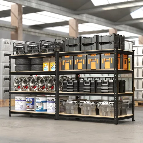 Vista 9 de PrimeZone Estantes de Almacenamiento de Servicio Pesado de 40" An x 20" Pr x 59" Al, Unidad de Estantería de Garaje Ajustable de 4 Niveles, Estante