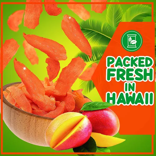 Vista 3 de Li Hing Mui Mango - Bolsa de 8 onzas - Mango maduro seco dulce espolvoreado con Li Hing Mui (ciruela) en polvo