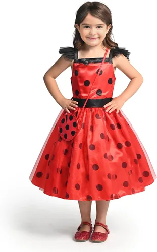 Vista 4 de Spooktacular Creations Disfraz de mariquita para niños, vestido tutú de mariquita para niñas, disfraz de Halloween y juego de rol