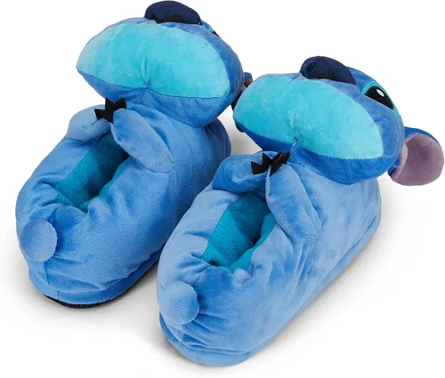 Vista 6 de Disney Pantuflas para mujer Lilo and Stitch Pantuflas clásicas de felpa Lilo and Stitch de cara grande Lilo and Stitch 3D de felpa