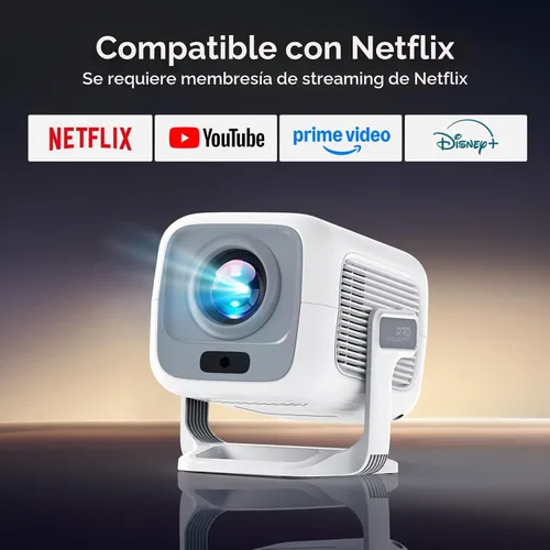 Vista 3 de [Compatible con 4K con licencia de Netflix] Proyector inteligente nativo 1080P, FHD 800 ANSI
