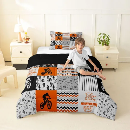 Vista 95 de Erosebridal Softball Comforter Set Patchwork Buffalo Plaid Twin Bedding Sets for Girls Kids Teens Child Galaxy Stars Ball Game Baseball Comforter