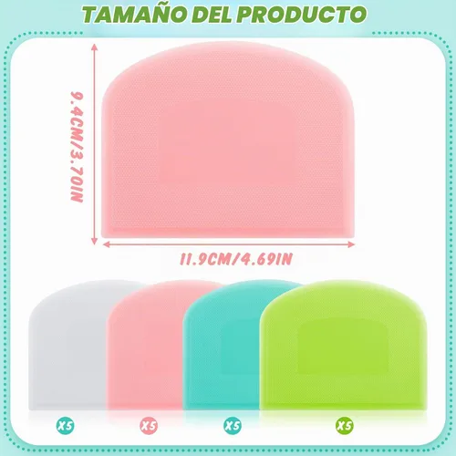 Vista 2 de Thyle - Juego de 20 raspadores de masa de plástico, raspador flexible para hornear pan, pizza, pasteles, herramienta raspadora de masa para cocina