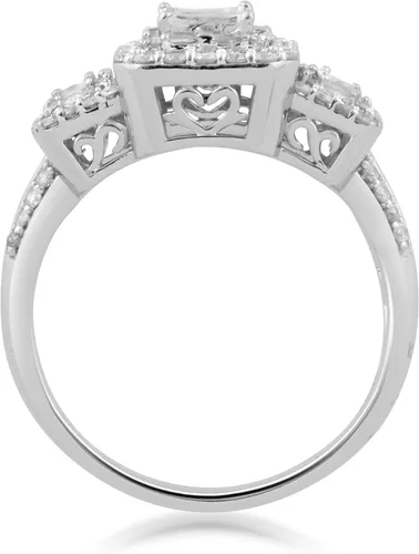 Vista 4 de Anillo de compromiso de diamantes, oro blanco 10 quilates (1 quilate, color I-J, claridad I2-I3)