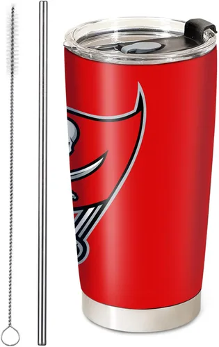 Vista 5 de Taza de fútbol aislada para café, vaso de viaje de acero inoxidable de 20oz con aislamiento al vacío, tapa y popote, tazas de café para bebidas