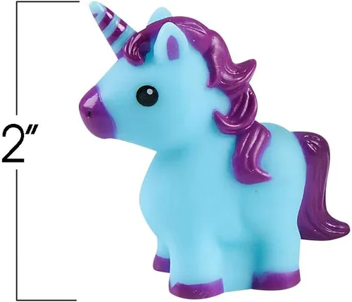 Vista 3 de ArtCreativity Juguetes de goma de unicornio para niños, paquete de 12, recuerdos y suministros de fiesta de cumpleaños de unicornio, juguetes