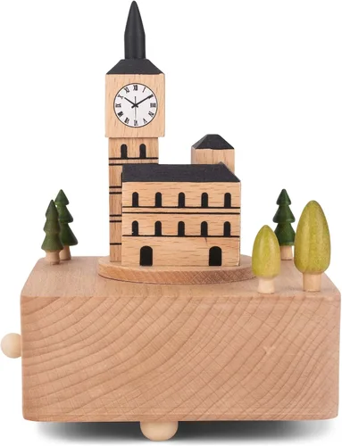 Vista 4 de Cottage Garden Big Ben - Figura musical de madera de madera de haya, 6 pulgadas