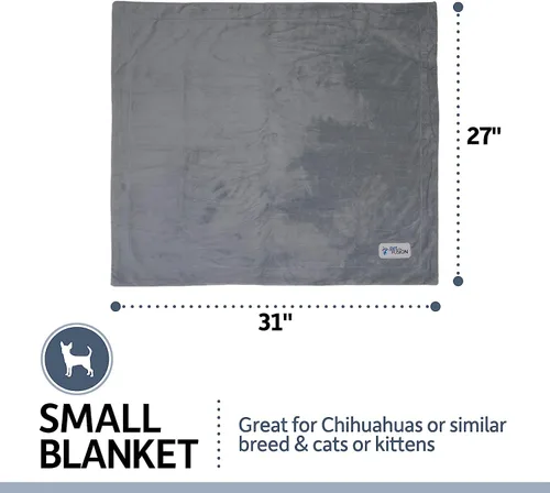 Vista 3 de Manta PetFusion para mascotas de calidad. Reversible, de color gris, de microfelpa. 100% de poliéster suave., Gris (slate gray) Ultra suave