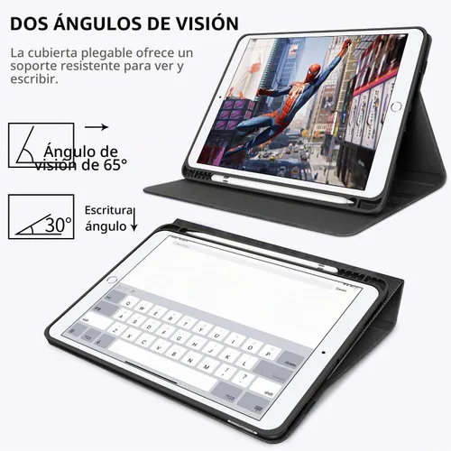 Vista 6 de H HOLIMET Funda para iPad de 9ª generación (2021) iPad de 8ª/7ª generación Negro