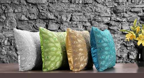 Vista 8 de Lightnpro - Funda de almohada hecha a mano con cuentas doradas, 12 x 12 pulgadas, elegante funda de cojín decorativo de acento para sofá, sillón