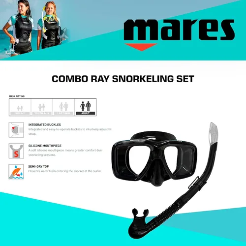 Vista 5 de MARES Conjunto de buceo unisex para adultos con máscara y snorkel