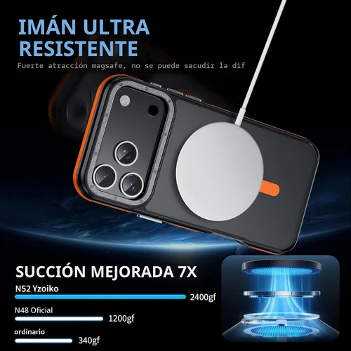 Vista 6 de Funda para iPhone 17 Pro Max con protector de lente de cámara [protección de grado militar de 10 pies] compatible con MagSafe a prueba de golpes
