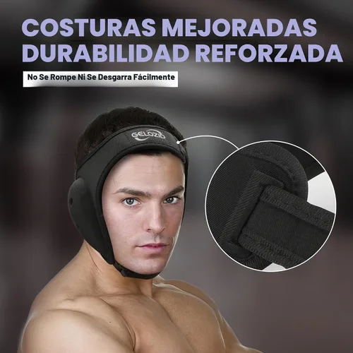 Vista 3 de Gelozid Casco ajustable de lucha libre para BJJ, MMA Grappling y entrenamiento, protector de oídos y casco de protección de coliflor