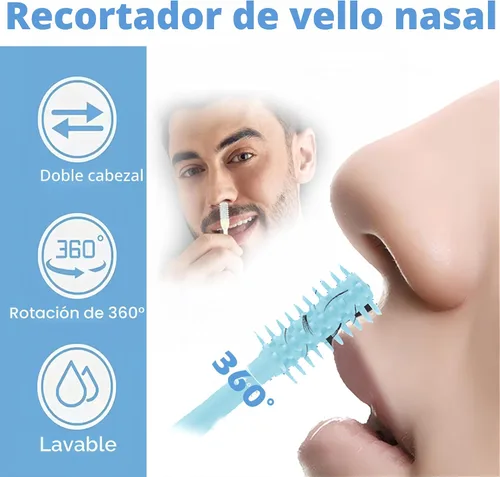 Vista 5 de Cortador de pelo nasal portátil, esencial de viaje para hombres y mujeres, herramientas de eliminación de vello de fosas nasales de doble cara