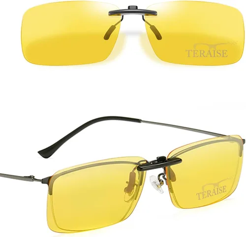 Vista 14 de TERAISE Night driving glasses, Clip on Sunglasses Over Prescription Glasses 2 piezas amarillo+amarillo
