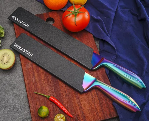 Vista 2 de WELLSTAR Juego de protectores de bordes de cuchillo, 2 fundas universales de cuchilla, fundas protectoras de ABS sin BPA, forro de fieltro