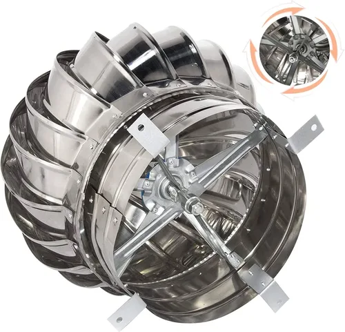 Vista 7 de Cubierta de turbinas eólicas para techo, ventilador de turbina redonda, 304 de acero inoxidable con tapa de escape, ventilación impermeable, 4.331