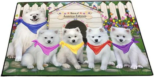 Vista 12 de Doggie of the Day American Eskimo Dogs Floor Mat - 4th of July Independence Day - Best Dog Doormat - Protector Decor - Unique Portrait Art - Premium
