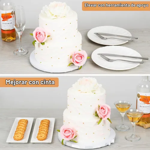 Vista 7 de Juego de tambores de tablero para pasteles de 0.5 pulgadas y 8 10 pulgadas Blanco