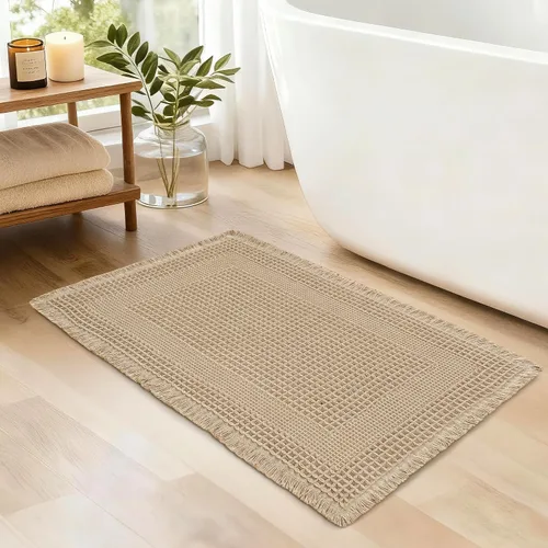 Vista 24 de JIUZHEN Tapete de Baño Mejorado con Diseño de Gofre Súper Absorbente Tapetes de Baño Antideslizantes Alfombras de Baño Lavables a Máquina de Secado
