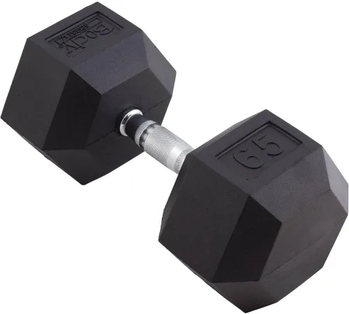 Vista 19 de Body Sport Mancuerna hexagonal con revestimiento de goma, individual – Mancuernas para ejercicios – Equipo de entrenamiento de fuerza – Accesorios