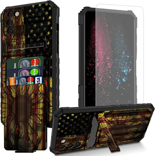 Vista 17 de Funda para teléfono Samsung Galaxy A54 con protector de pantalla, funda con ranura para tarjetas desmontable incorporada, con función atril, a