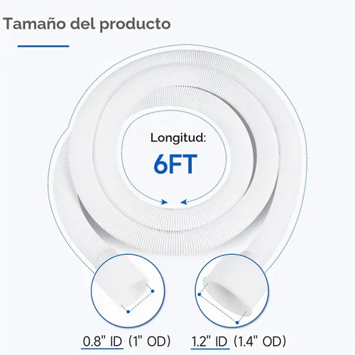 Vista 2 de Kit de extensión universal de manguera de drenaje de lavadora de 6 pies, manguera de drenaje flexible para lavadora, ajuste universal para todas