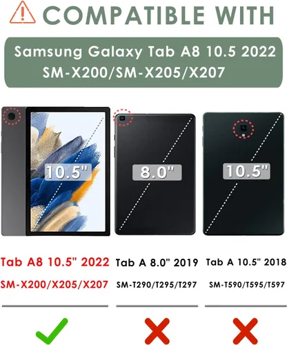 Vista 2 de DETUOSI Funda protectora de silicona para Samsung Galaxy Tab A8 de 10.5 pulgadas versión 2022, Galaxy Tab A8 10.5 con correa y lápiz capacitivo, rosa