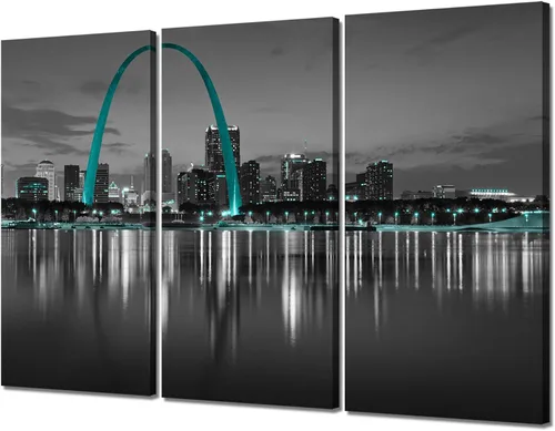 Vista 12 de Arte de pared con puente de Memphis Hernando de Soto, decoración de pared en blanco y negro, paisaje urbano de Tennessee, lienzo, impresión
