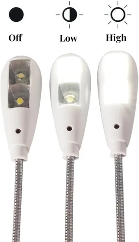 Vista 3 de Lámpara de Lectura LED USB con Ajuste Regulable de 2 Brillos, Cuello de Ganso Flexible, Luz USB para Notebook Laptop Teclado, Powerbank