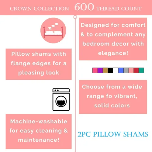 Vista 6 de Juego de 2 fundas de almohada tamaño Queen de 100% algodón egipcio, color blanco, fundas de almohada tamaño Queen de 20 x 30 pulgadas, fundas