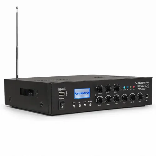 Vista 2 de Sound Town Amplificador de potencia comercial compacto de 3 zonas 70V/100V