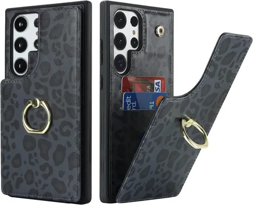 Vista 34 de Lipvina Funda para Samsung Galaxy A03s con tarjetero, Galaxy A03s Funda tipo cartera para mujer, tarjetero de crédito, soporte de anillo, fundas