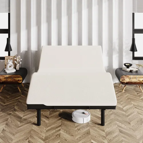 Vista 7 de MUTICOR Base de cama ajustable de tamaño matrimonial, base de cama eléctrica con inclinación independiente de cabeza y pie, control remoto