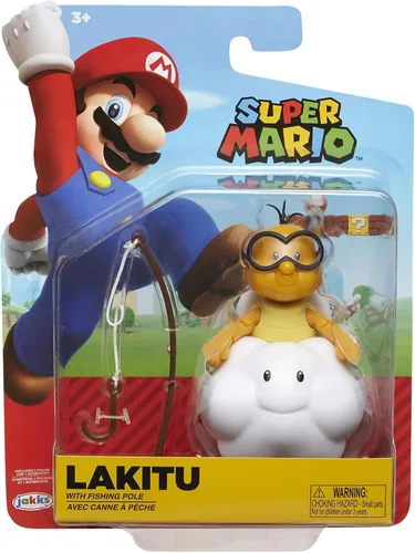 Vista 2 de Nintendo Super Mario Lakitu 4” Articulated Figure with Fishing Pole